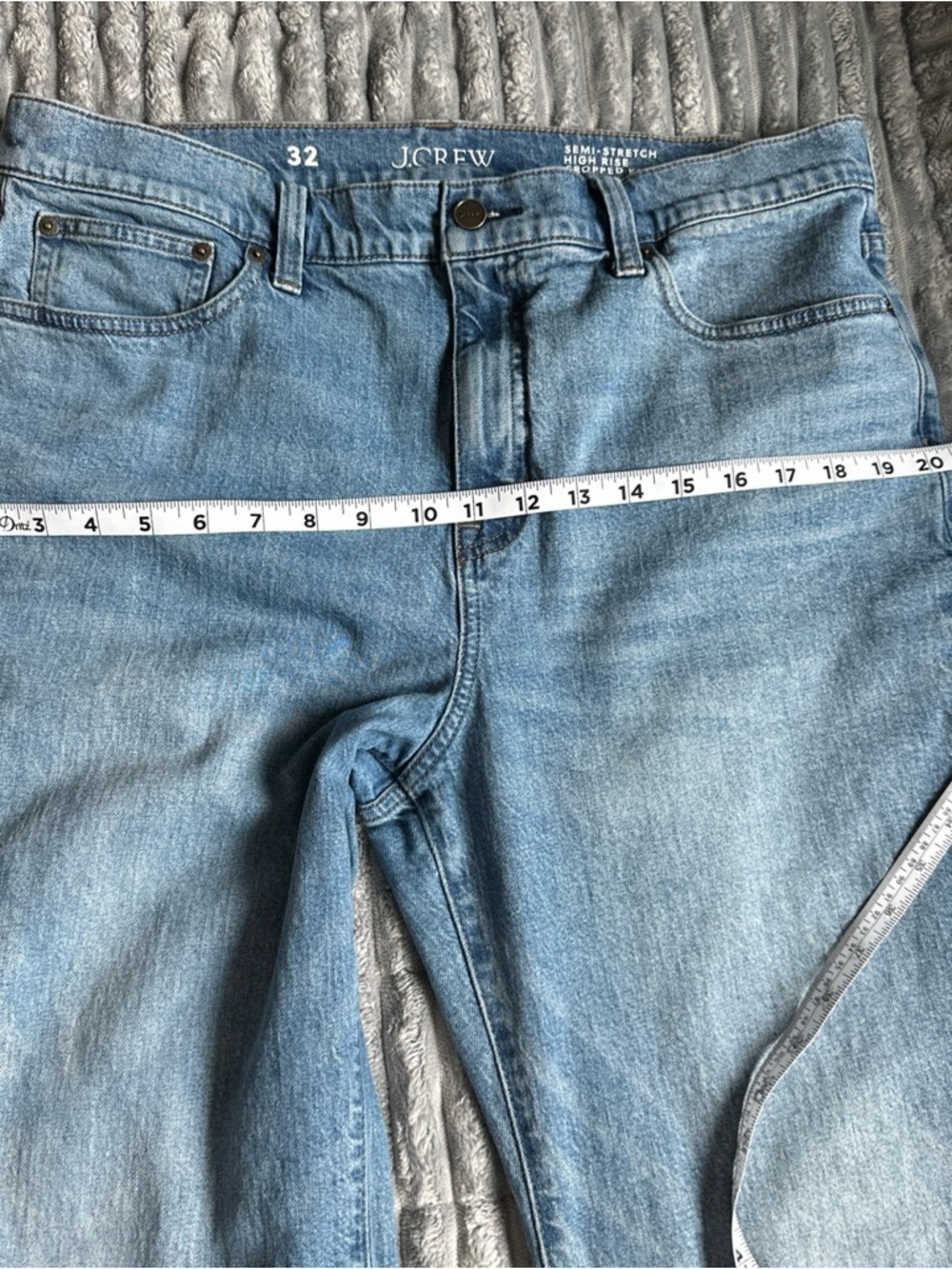J. Crew Semi Stretch High Rise Cropped Kick Out wide leg Light Blue Denim Jeans - Picture 11 of 13